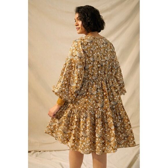 NEW Anthropologie Let Me Be Jemma Puff-Sleeve V-Neck Henley Tunic Dress 0 Petite - Picture 8 of 8